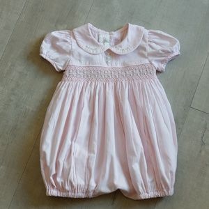 Strasburg Pink Cotton Smocked Embroidery Bubble Romper Size 3 Months NWOT